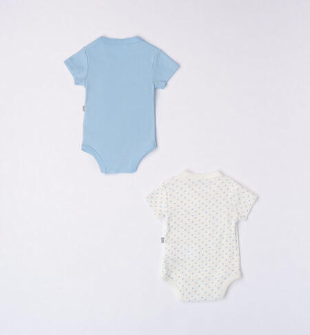 iDO set of two bodysuits for babies from newborn to 30 months PANNA-AZZURRO-6K14