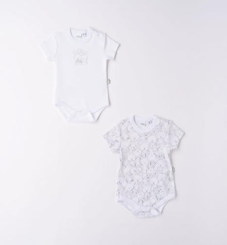 Set due body neonato manica corta BIANCO