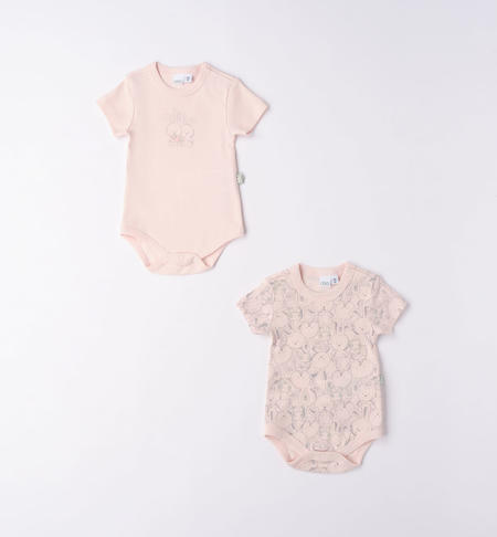 Set of two iDO short-sleeved bodysuits for baby boy from 0 to 30 months ROSA-2512