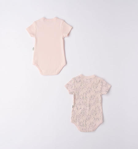 Set of two iDO short-sleeved bodysuits for baby boy from 0 to 30 months ROSA-2512