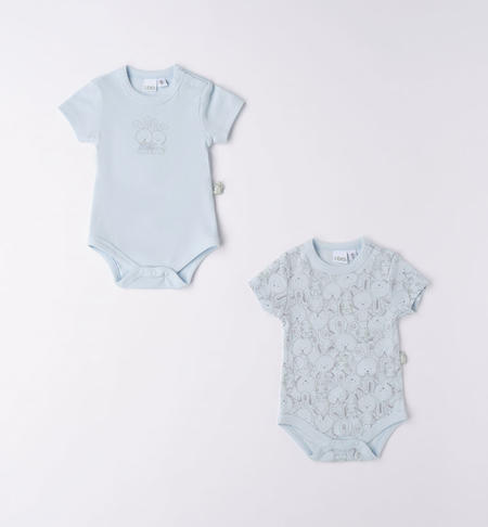 Set of two iDO short-sleeved bodysuits for baby boy from 0 to 30 months SKY-3871