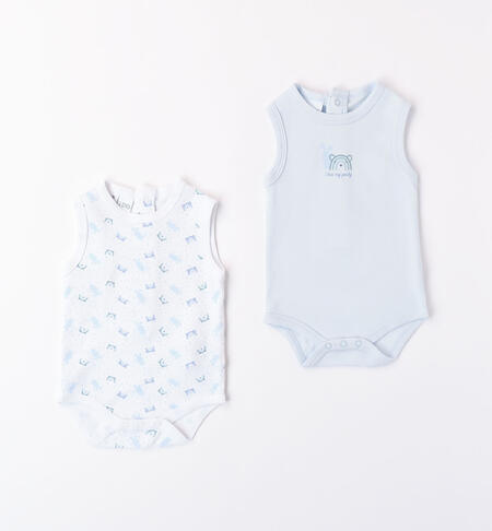 Set of two bodysuits for baby boy LIGHT BLUE