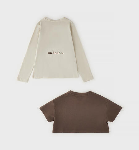 Set maglia e t-shirt ragazza MARRONE SCURO-0871