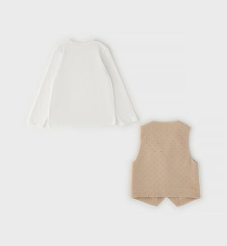 Set Maglietta e Gilet bambina BEIGE-0941