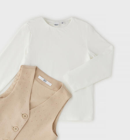 Set Maglietta e Gilet bambina BEIGE-0941
