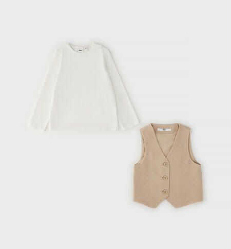 Set Maglietta e Gilet bambina BEIGE-0941