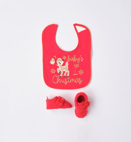 iDO Christmas gag and booties set for babies ROSSO-2253