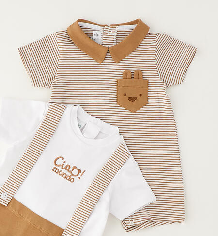 Set pagliaccetti neonato BEIGE-0729