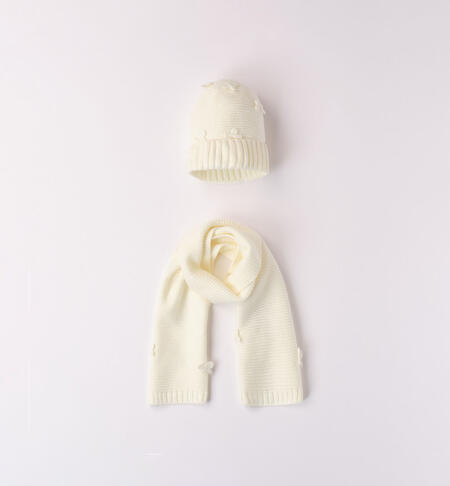 Girls' hat and scarf set CREAM