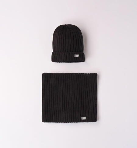 Scarf and hat set for boy BLACK