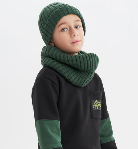iDO scarf and hat set for boys aged 8 to 16 years VERDE-4727