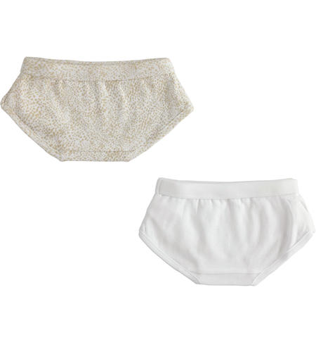 Girl¿s cotton briefs  from 3 to 14 years by iDO BEIGE-BIANCO-8227
