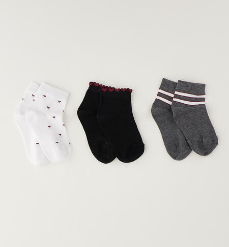 Set tre paia di calze ragazza NERO