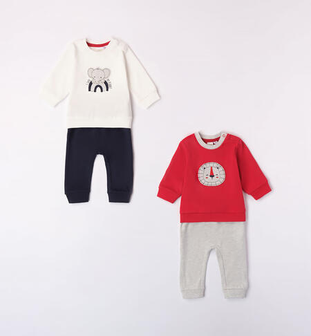 iDO two-piece heavy jersey tracksuit set for baby boys from 1 to 24 months ROSSO-2253