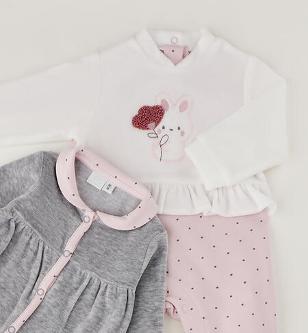 Set Tutine neonata ROSA-GRIGIO-6CEP