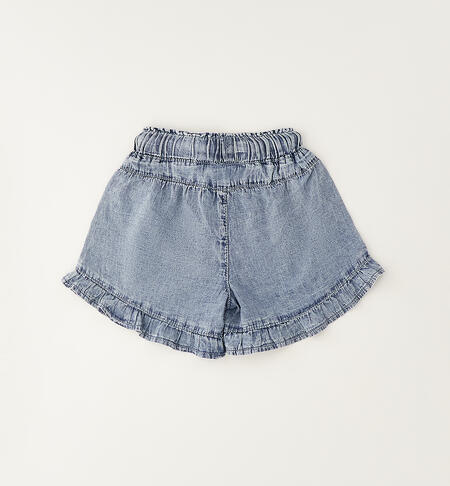 Girls' cotton shorts DENIM MARBLE EFFECT-7001