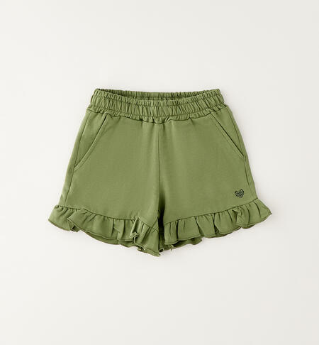100% cotton girls' shorts VERDE SALVIA-5454
