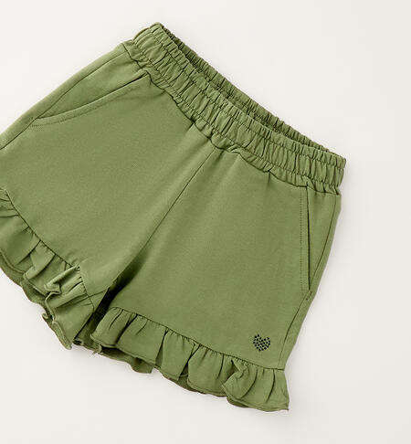 100% cotton girls' shorts VERDE SALVIA-5454