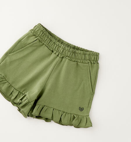 100% cotton girls' shorts VERDE SALVIA-5454
