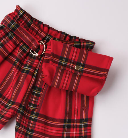 Shorts bambina in tartan da 9 mesi a 8 anni iDO ROSSO-2253