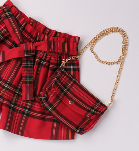 Shorts bambina in tartan da 9 mesi a 8 anni iDO ROSSO-2253