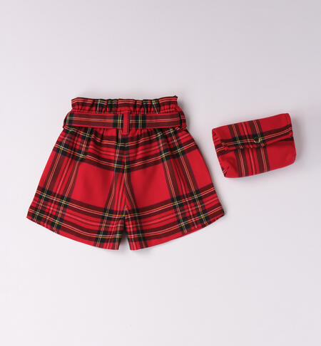 Shorts bambina in tartan da 9 mesi a 8 anni iDO ROSSO-2253