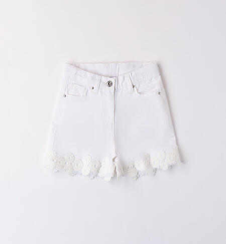 Girls' shorts with trim WHITE