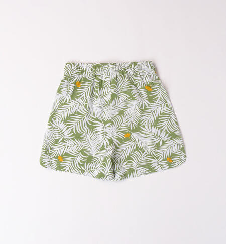 Girl's shorts with palm trees VERDE-BIANCO-6AMS