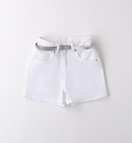 Shorts ragazza con cintura BIANCO