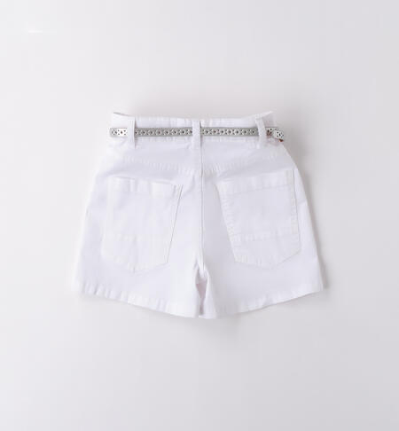 Girl's shorts with belt BIANCO-0113