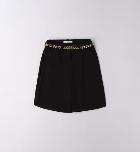 Shorts ragazza con cintura NERO