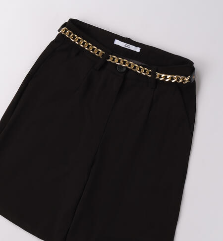 Shorts ragazza con cintura NERO-0658
