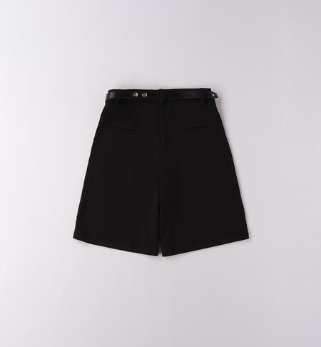 Shorts ragazza con cintura NERO-0658