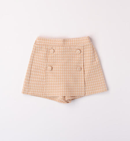 Shorts ragazza in jacquard da 8 a 16 anni iDO BEIGE-1045