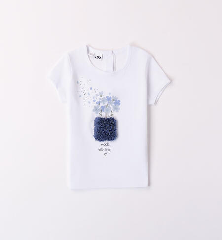T-shirt 100% cotone per bambina  BIANCO-0113