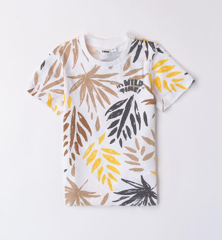 Boys' T-shirt in 100% cotton with savannah print BIANCO-GIALLO-6AEG