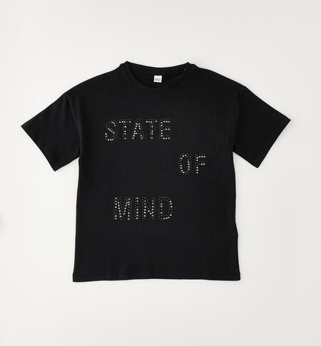 100% cotton girls' T-shirt BLACK