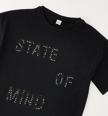 T-shirt 100% cotone ragazza NERO-0658