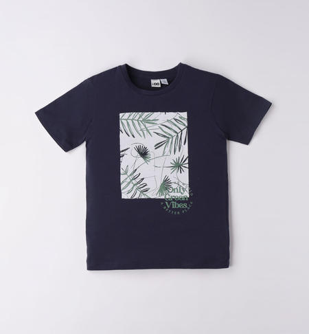 iDO 100% cotton T-shirt for boys from 8 to 16 years NAVY-3854