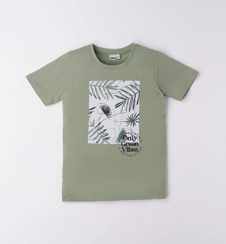 iDO 100% cotton T-shirt for boys from 8 to 16 years VERDE SALVIA-4715