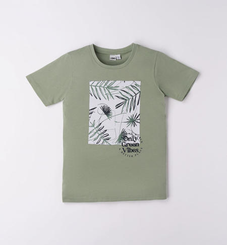 T-shirt 100% cotone ragazzo stampa fantasia da 8 a 16 anni iDO VERDE SALVIA-4715