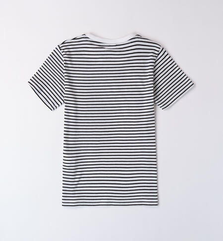 T-shirt a righe per ragazzo NERO-0658