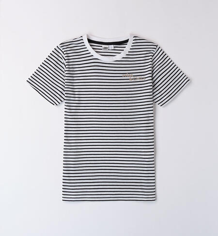 T-shirt a righe per ragazzo NERO-0658