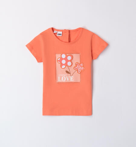Girls' orange T-shirt ORANGE