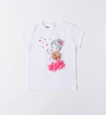 iDO girl's T-shirt with flowers from 9 months to 8 years BIANCO-0113