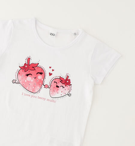 T-shirt bambina con stampa BIANCO-0113