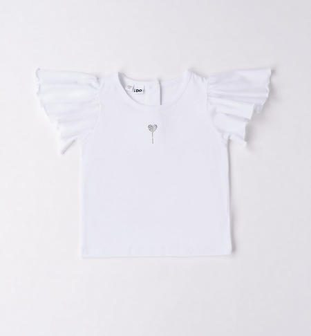 iDO rhinestone heart T-shirt for girls from 9 months to 8 years BIANCO-0113