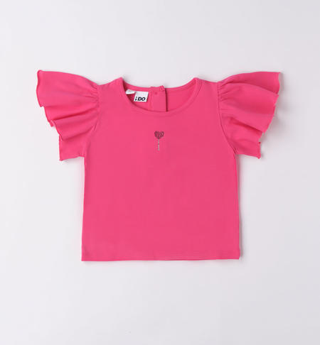 iDO rhinestone heart T-shirt for girls from 9 months to 8 years FUXIA-2437