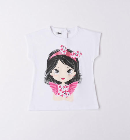 T-shirt bambina glitter 100% cotone da 9 mesi a 8 anni iDO BIANCO-0113