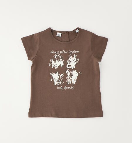 T-shirt bambina iDO in cotone MARRONE SCURO-0871